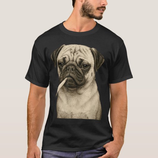 Funny Smoking Pug Dog Cigarette Gen Z Meme Graphic T-Shirt (Vorderseite)