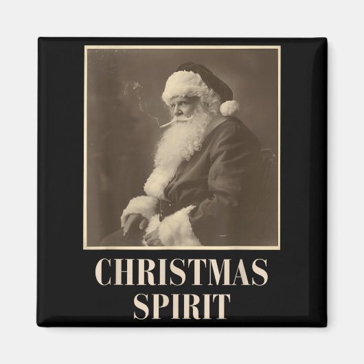 Funny Smoking Santa Claus Christmas Srit Vintage Magnet (Vorne)