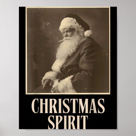Funny Smoking Santa Claus Christmas Srit Vintage Poster (Vorne)