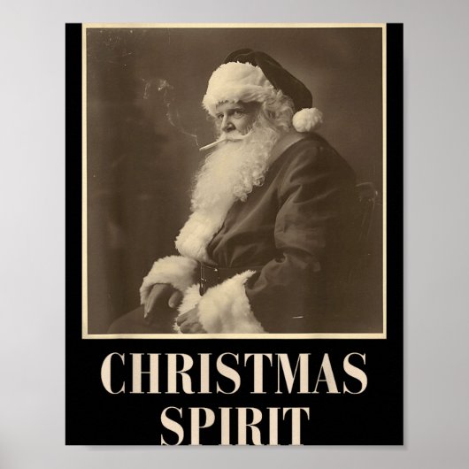 Funny Smoking Santa Claus Christmas Srit Vintage  Poster (Vorne)