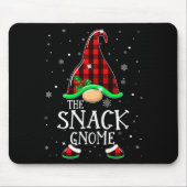 Funny Snack Gnome Buffalo Plaid Matching Christmas Mousepad (Vorne)
