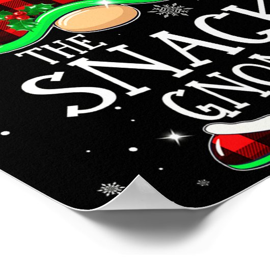 Funny Snack Gnome Buffalo Plaid Matching Christmas Poster (Ecke)