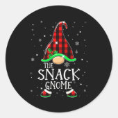 Funny Snack Gnome Buffalo Plaid Matching Christmas Runder Aufkleber (Vorderseite)