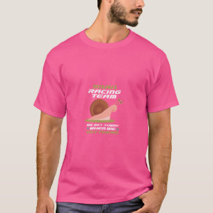 Funny Snail Racing Team Motor Sports Checkered Fla T-Shirt