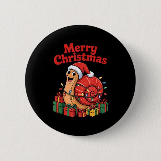 Funny Snail Santa Hat Animals Lovers Ugly Christma Button (Vorderseite)