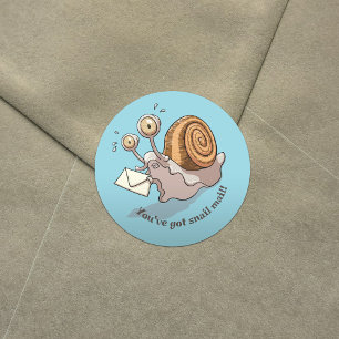 Funny Snail Sie haben Snail Mail Niedlichen Cartoo Runder Aufkleber