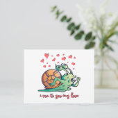 Funny Snail Valentine Running Postkarte (Stehend Vorderseite)