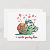 Funny Snail Valentine Running Postkarte (Vorne/Hinten)