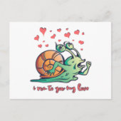 Funny Snail Valentine Running Postkarte (Vorderseite)