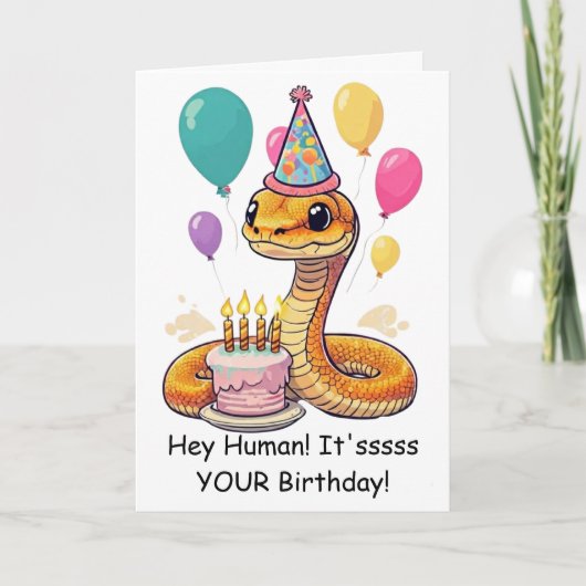 Funny Snake Birthday Wishes from Pet Reptile #2 Karte (Vorderseite)