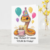 Funny Snake Birthday Wishes from Pet Reptile #2 Karte (Gelbe Blume)