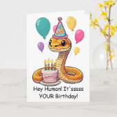 Funny Snake Birthday Wishes from Pet Reptile #3 Karte (Gelbe Blume)