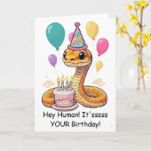 Funny Snake Birthday Wishes from Pet Reptile #4 Karte (Gelbe Blume)