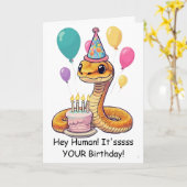 Funny Snake Birthday Wishes from Pet Reptile #5 Karte (Gelbe Blume)