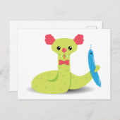 Funny Snake Clown w/ Snake Balloon Animal Postcad Postkarte (Vorne/Hinten)