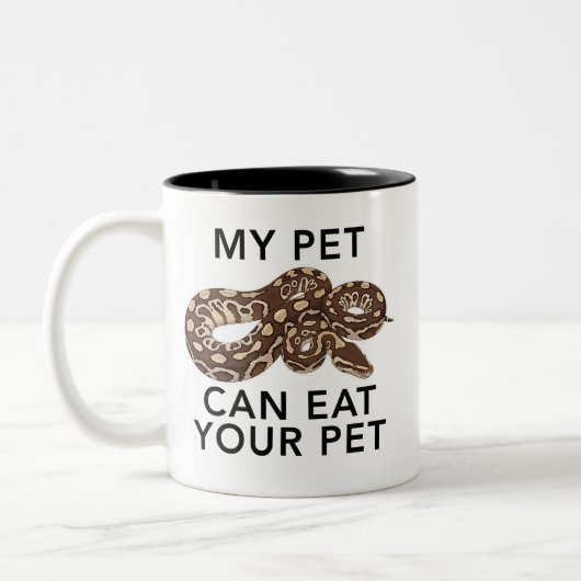 Funny Snake My Pet Can Eat Your Pet Ball Python Zweifarbige Tasse (Links)