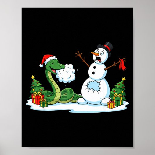 Funny Snake Snowman Christmas Tree Xmas Womens Men Poster (Vorne)