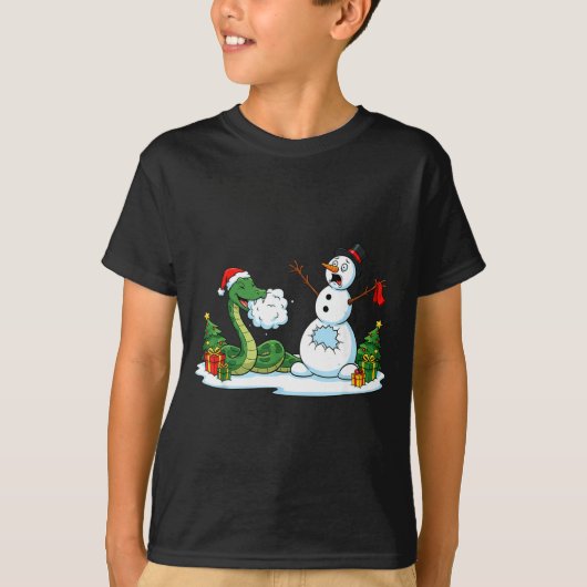 Funny Snake Snowman Christmas Tree Xmas Womens Men T-Shirt (Vorderseite)