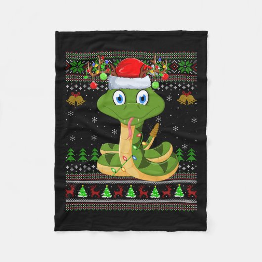 Funny Snake Ugly Christmas Sweaters Holiday Santa  Fleecedecke (Vorderseite)