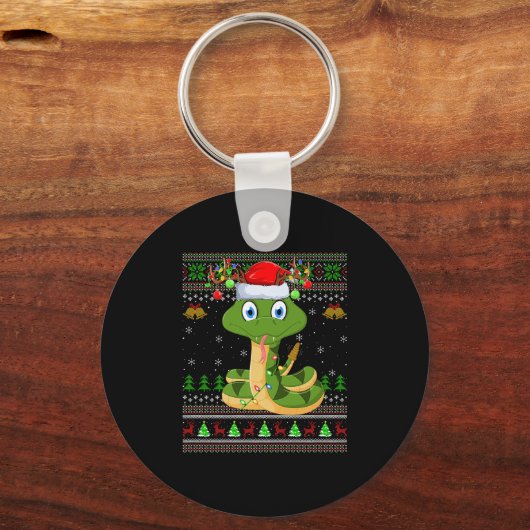 Funny Snake Ugly Christmas Sweaters Holiday Santa Schlüsselanhänger (Vorderseite)