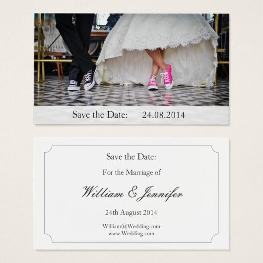 Funny Sneakers Save the Date Hochzeitskarte (Vorne & Hinten)
