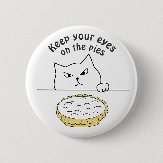 Funny Sneaky Cat nach Cream Pie Illustration Button (Vorderseite)