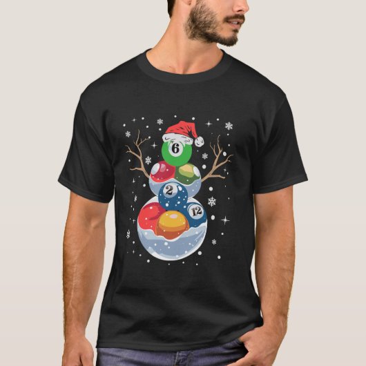 Funny Snooker Xmas Billard Weihnachtsmannmütze Bil T-Shirt (Vorderseite)