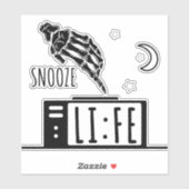 Funny Snooze Life Alarm Uhr Aufkleber (Blatt)