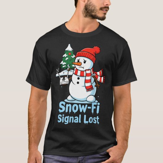 Funny Snow-fi Signal Lost Snowman Christmas Design T-Shirt (Vorderseite)