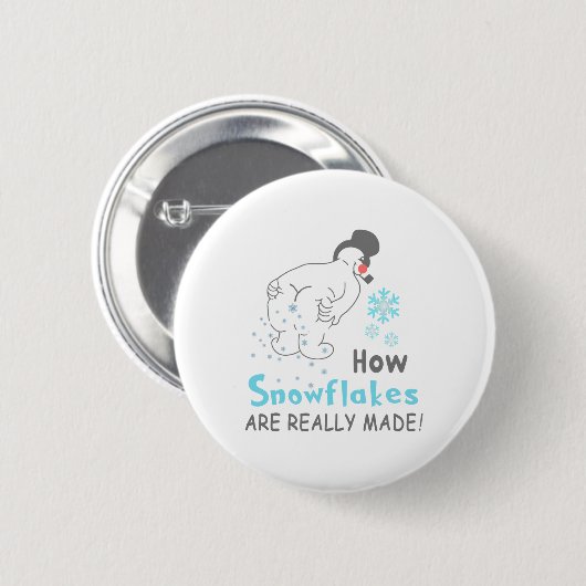 Funny Snow How Snowflakes Are Really Made Button (Vorne & Hinten)