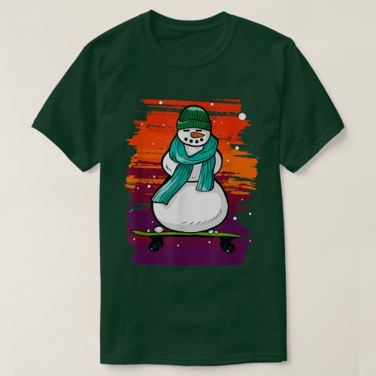 Funny Snow Man Skateboard  T-Shirt (Design vorne)