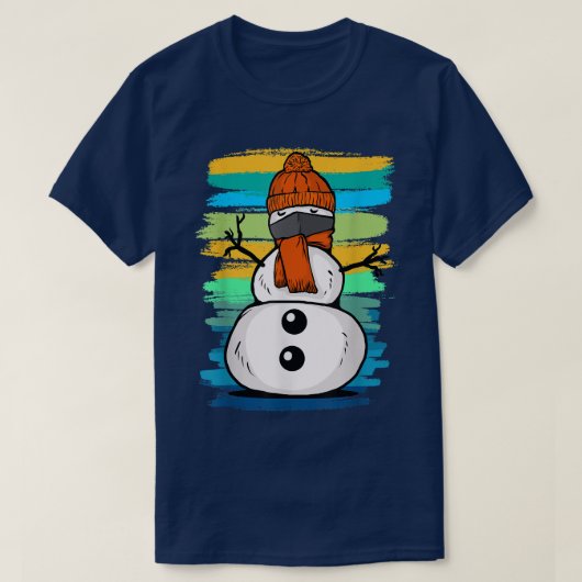 Funny Snow Man with Mask T-Shirt (Design vorne)