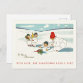 Funny Snow Scene Antique Einladungspostkarte (Vorne/Hinten)