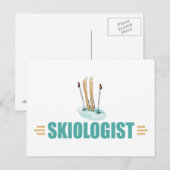 Funny Snow Skiing Postkarte (Vorne/Hinten)