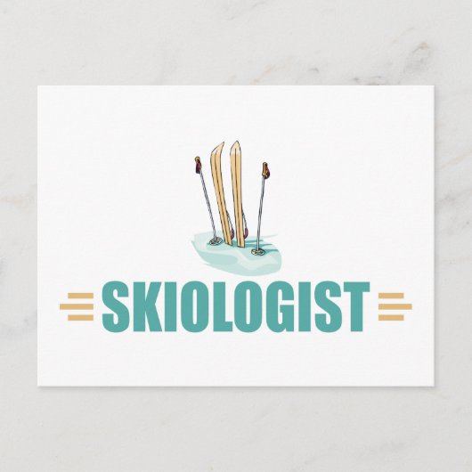 Funny Snow Skiing Postkarte (Vorderseite)