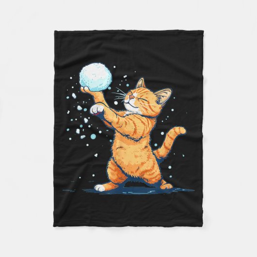 Funny Snowball Cat In Winter For Men Women Kids Fleecedecke (Vorderseite)