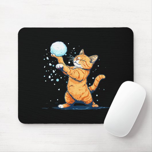 Funny Snowball Cat In Winter For Men Women Kids Mousepad (Mit Mouse)