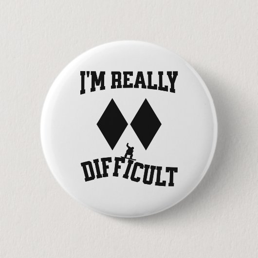 Funny Snowboarder Double Black Diamonds Ich bin wi Button (Vorderseite)