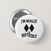 Funny Snowboarder Double Black Diamonds Ich bin wi Button (Vorne & Hinten)
