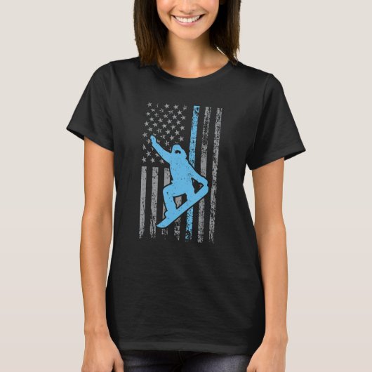 Funny Snowboarding American Flag Snowboarder For W T-Shirt (Vorderseite)