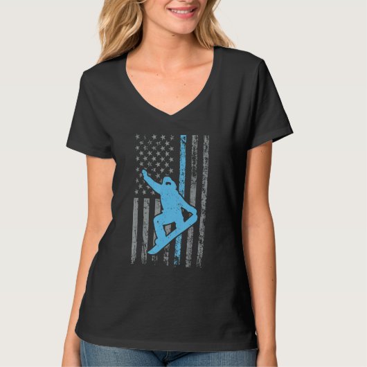 Funny Snowboarding American Flag Snowboarder For W T-Shirt (Vorderseite)