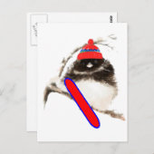 Funny Snowboarding Chick, Niedlicher Sportvogel Postkarte (Vorne/Hinten)