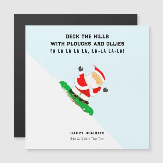 Funny Snowboarding Christmas Holiday Cards Magnetkarte (Vorne/Hinten)
