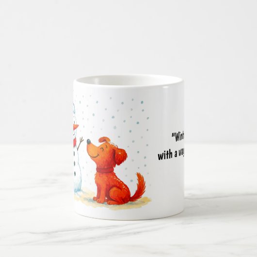 Funny Snowman and Dog Winter Kaffeetasse (Mittel)