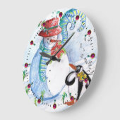 FUNNY SNOWMAN AND PENGUIN'S WINTER SERENADE GROßE WANDUHR (Winkel)