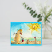 Funny Snowman Beach Urlaub Postkarte (Stehend Vorderseite)