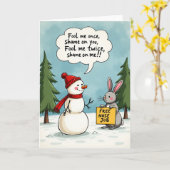 Funny Snowman Bunny Free Nose Job Christmas Card Karte (Gelbe Blume)