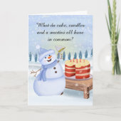 Funny Snowman Celebrating a Valentine Day Birthday Karte (Vorderseite)