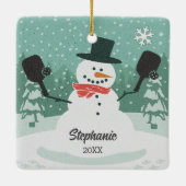 Funny Snowman Custom Pickleball Weihnachtsschmuck (Rückseite)