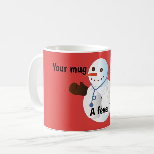Funny Snowman Doktor niedliches Winterkakafieber Kaffeetasse (Vorderseite Links)